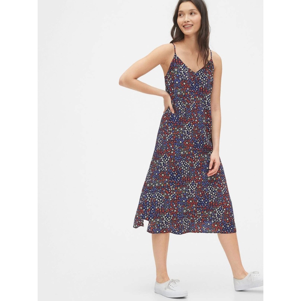 Gap Ladies Lined Summer Dress Floral Medium